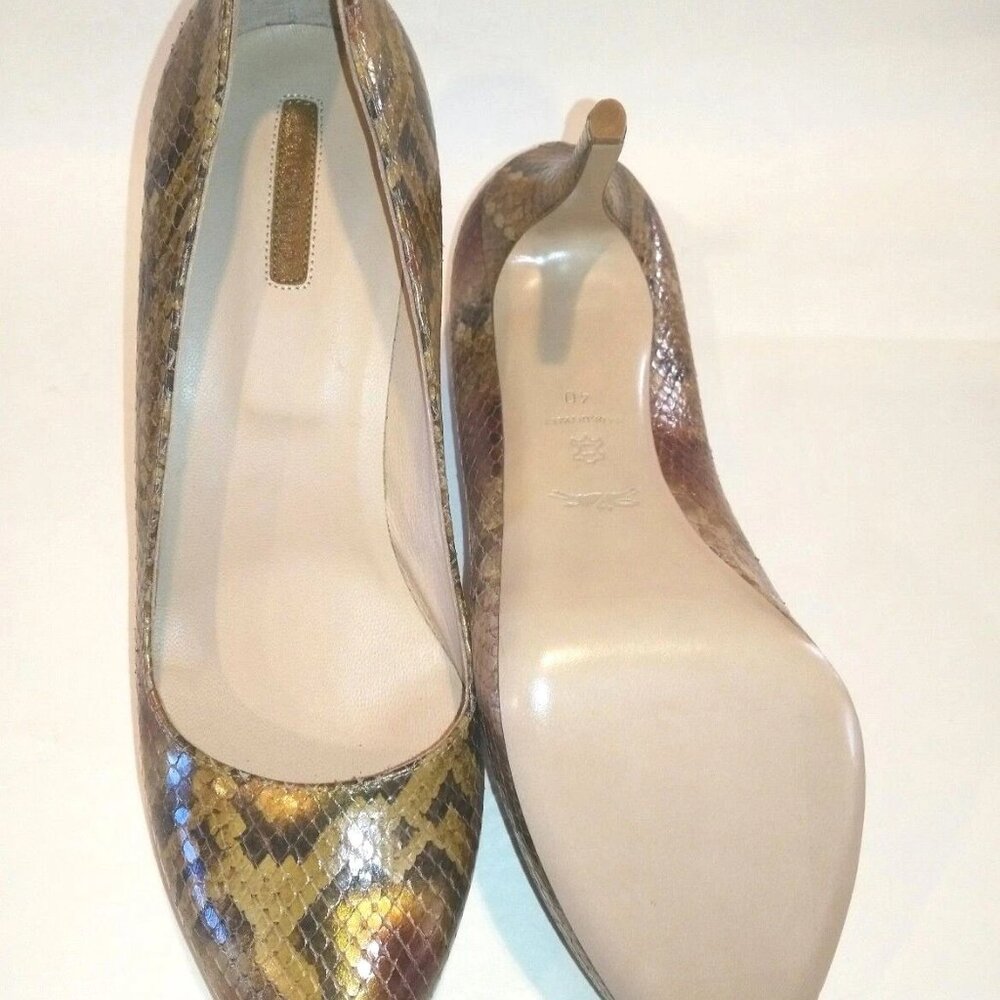LONGCHAMP NEW Pumps Heels Hidden Platform Python ALL- Leather Womens 40/9 Italy - Picture 9 of 12